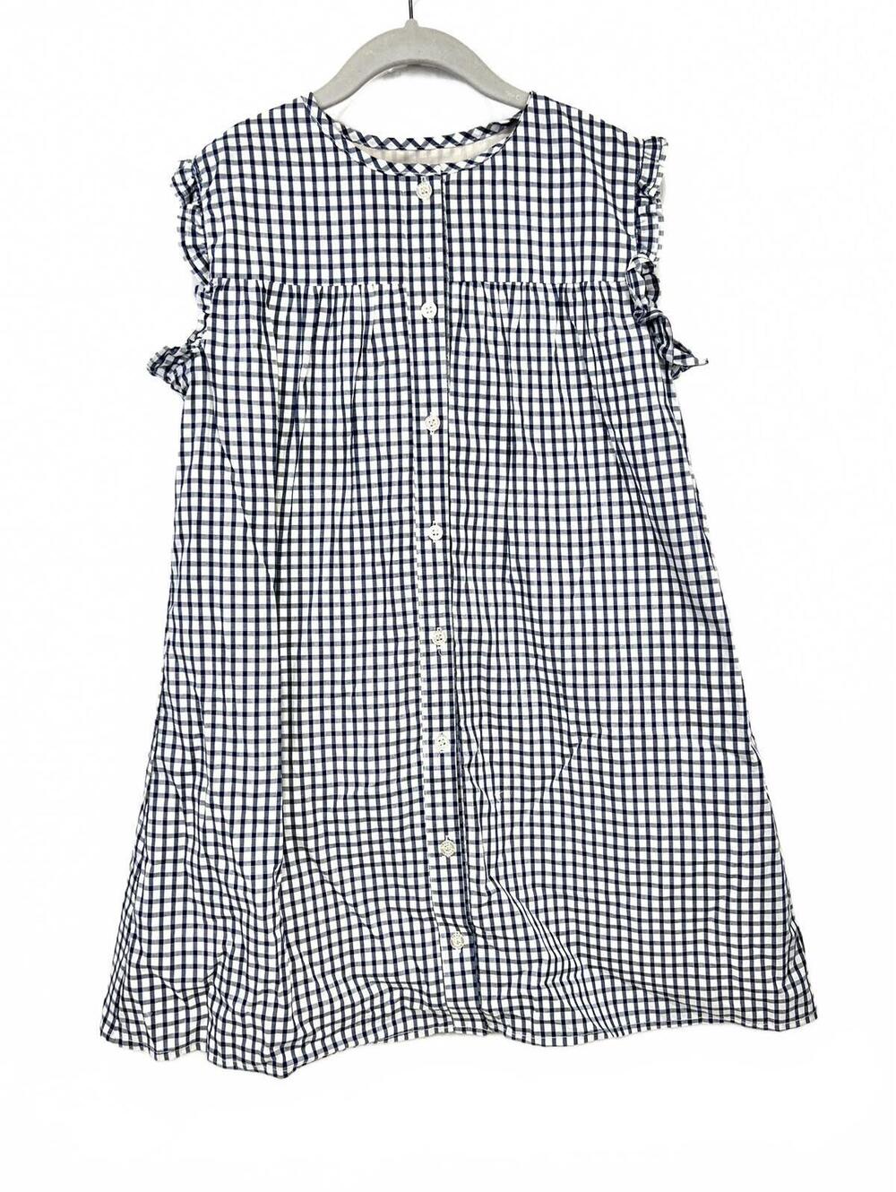 Olive Juice Girl’s Navy and White Gingham Button-Front Dress Size Large NWT